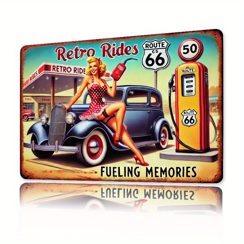 Lighting Mcqueen Bedroom Decor - Винтажная настенная металлическая вывеска Route 66